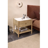 Temple &amp; Webster Maya Marble &amp; Mango Wood Bedside Table