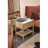 Temple &amp; Webster Maya Marble &amp; Mango Wood Bedside Table