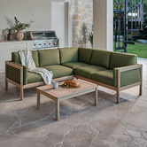 Temple &amp; Webster 5 Seater Olive Green River Outdoor Modular Sofa Set
