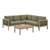 Temple &amp; Webster 5 Seater Olive Green River Outdoor Modular Sofa Set