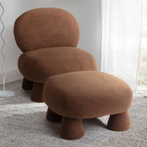 Temple &amp; Webster Caramel Barney Boucle Ottoman