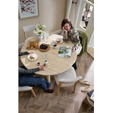 Temple &amp; Webster Asha Mango Wood &amp; Travertine Dining Table