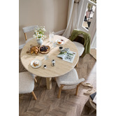 Temple &amp; Webster Asha Mango Wood &amp; Travertine Dining Table