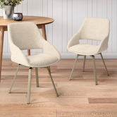 Temple &amp; Webster Jake Boucle Swivel Dining Chairs
