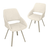 Temple &amp; Webster Jake Boucle Swivel Dining Chairs