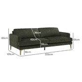 Temple &amp; Webster Darya 3 Seater Velvet Sofa