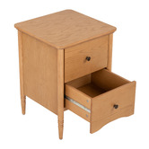 Temple &amp; Webster Willa 2 Drawer Ash Wood Bedside Table
