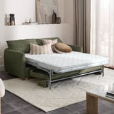 Temple &amp; Webster Henry Premium 3 Seater Queen Chenille Sofa Bed