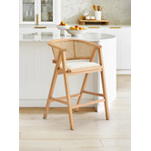 Temple &amp; Webster 65cm Shun Rattan &amp; Beech Wood Bar Stool