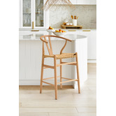 Temple &amp; Webster 66cm Hans Wegner Wishbone Replica Solid Beech Wood Bar Stool