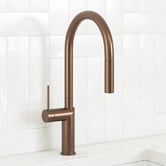 Temple &amp; Webster Clovelly Bronze Gooseneck Pull-Out Kitchen Sink Mixer