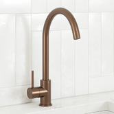 Temple &amp; Webster Clovelly Bronze Gooseneck Kitchen Sink Mixer
