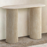 Temple &amp; Webster Tilly Travertine-Look Console Table