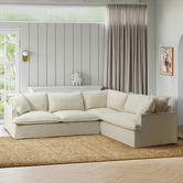 Temple &amp; Webster Softy Premium 5 Seater Queen Slipcover Corner Sofa Bed