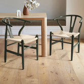 Temple &amp; Webster Olive Hans Wegner Wishbone Replica Solid Beech Wood Dining Chairs