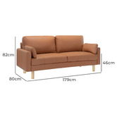 Temple &amp; Webster Tan Oslo 3 Seater Upholstered Sofa