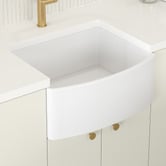 Temple &amp; Webster Bowral Curve 610mm Large Single Fireclay Farmhouse Sink