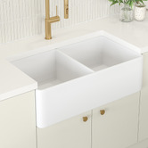 Temple &amp; Webster Bowral 830mm Double Fireclay Kitchen Sink