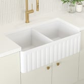 Temple &amp; Webster Bowral 830mm Double Fireclay Kitchen Sink