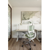 Temple &amp; Webster White &amp; Green Elite Ergonomic Office Chair with Headrest