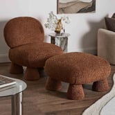 Temple &amp; Webster Caramel Barney Boucle Ottoman