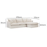 Temple &amp; Webster Cream Softy Premium 3 Seater Slipcover Sofa with Chaise