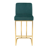 Temple &amp; Webster Green 65cm Ottie Velvet Bar Stool