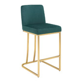 Temple &amp; Webster Green 65cm Ottie Velvet Bar Stool