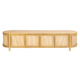 Temple &amp; Webster Alexandra Curved Mango Wood &amp; Rattan TV Unit