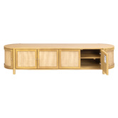 Temple &amp; Webster Alexandra Curved Mango Wood &amp; Rattan TV Unit