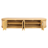 Temple &amp; Webster Alexandra Curved Mango Wood &amp; Rattan TV Unit