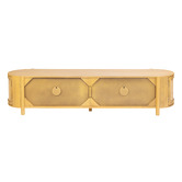 Temple &amp; Webster Alexandra Curved Mango Wood &amp; Rattan TV Unit