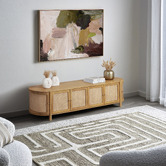 Temple &amp; Webster Alexandra Curved Mango Wood &amp; Rattan TV Unit