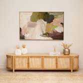 Temple &amp; Webster Alexandra Curved Mango Wood &amp; Rattan TV Unit
