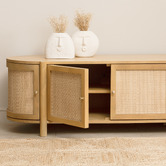 Temple &amp; Webster Alexandra Curved Mango Wood &amp; Rattan TV Unit
