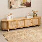 Temple &amp; Webster Alexandra Curved Mango Wood &amp; Rattan TV Unit