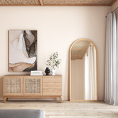 Temple &amp; Webster Natural Timber Arched Full Length Mirror