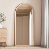 Temple &amp; Webster Natural Timber Arched Full Length Mirror