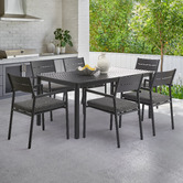 Temple &amp; Webster 6 Seater Kamari Aluminium Outdoor Dining Set