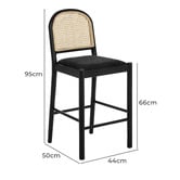 Temple &amp; Webster 66cm Louie Arched Rattan &amp; Solid Beech Wood Bar Stool