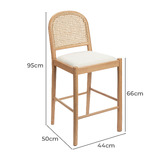 Temple &amp; Webster 66cm Louie Arched Rattan &amp; Solid Beech Wood Bar Stool