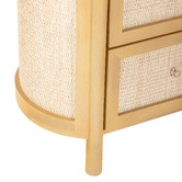 Temple &amp; Webster Alexandra Curved Mango Wood &amp; Rattan Bedside Table