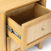 Temple &amp; Webster Alexandra Curved Mango Wood &amp; Rattan Bedside Table