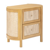 Temple &amp; Webster Alexandra Curved Mango Wood &amp; Rattan Bedside Table