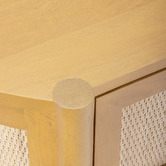 Temple &amp; Webster Alexandra Curved Mango Wood &amp; Rattan Bedside Table
