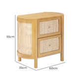 Temple &amp; Webster Alexandra Curved Mango Wood &amp; Rattan Bedside Table