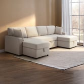 Temple &amp; Webster Darcy 4 Seater Storage Sofa Bed with Double Chaise