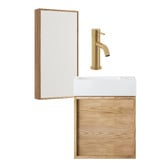 Temple &amp; Webster Cali 450mm Wall Hung Small Space Vanity Package with Shaving Cabinet &amp; Mixer