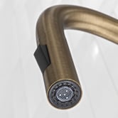 Temple &amp; Webster Clovelly Antique Brass Gooseneck Pull-Out Kitchen Sink Mixer