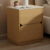 Temple &amp; Webster Talia Travertine-Look Bedside Table